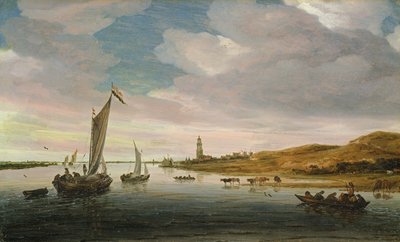 Paesaggio con bestiame che si abbevera da Salomon van Ruisdael or Ruysdael